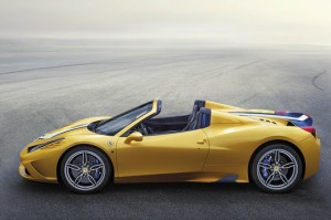 The Ferrari 458 Speciale A is the most powerful Ferrari convertible in history, hitting 60 mph in 3 seconds on a 605-horsepower V8 engine. Nearly as quick is its retractable aluminum hard top, which takes just 14 seconds to deploy and adds only 50kg (110 lbs) over the coupe version. Source: Ferrari